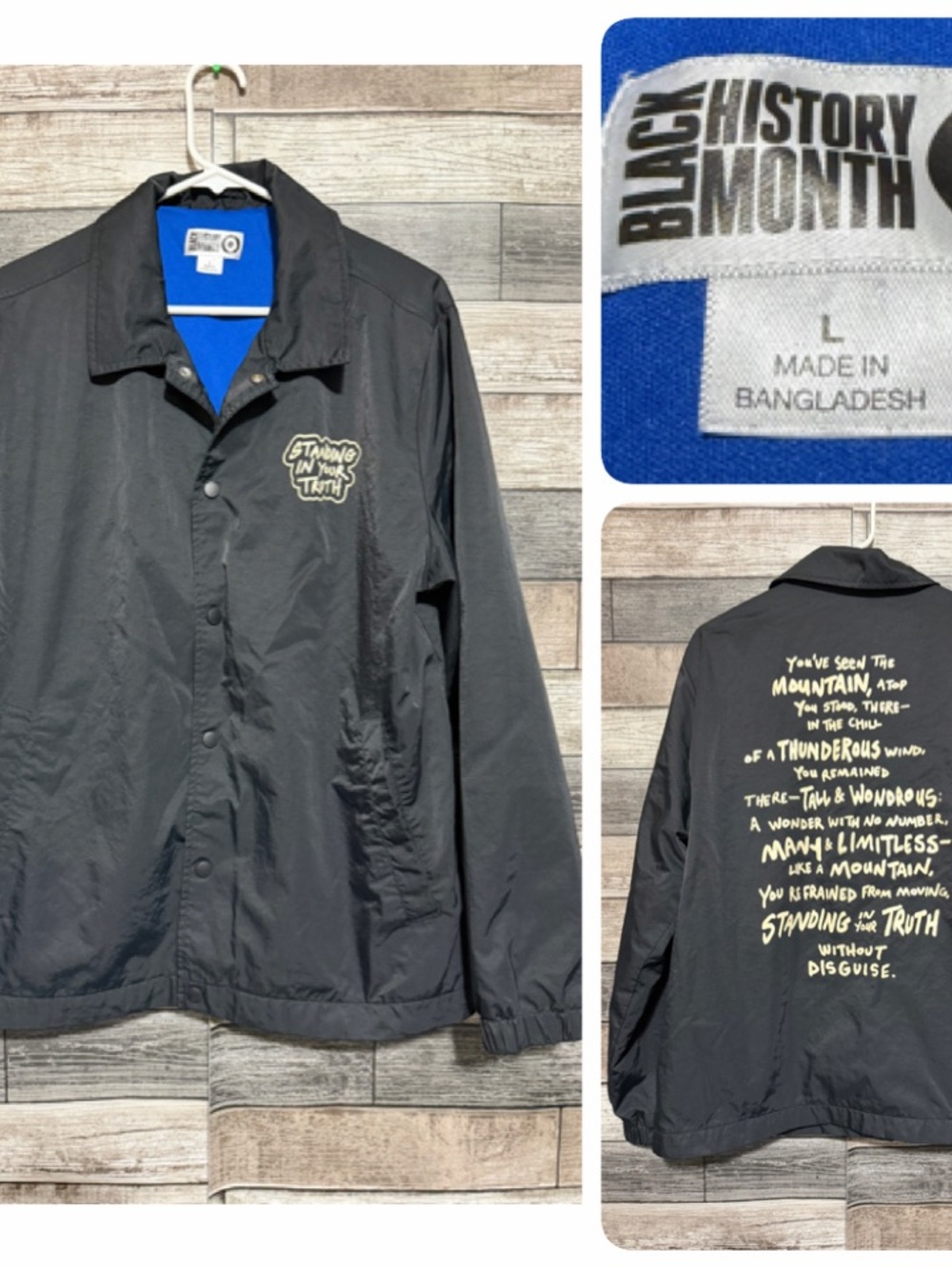 Target Black History Month Coach Jacket Graphic Print Size L Black Snap Button
